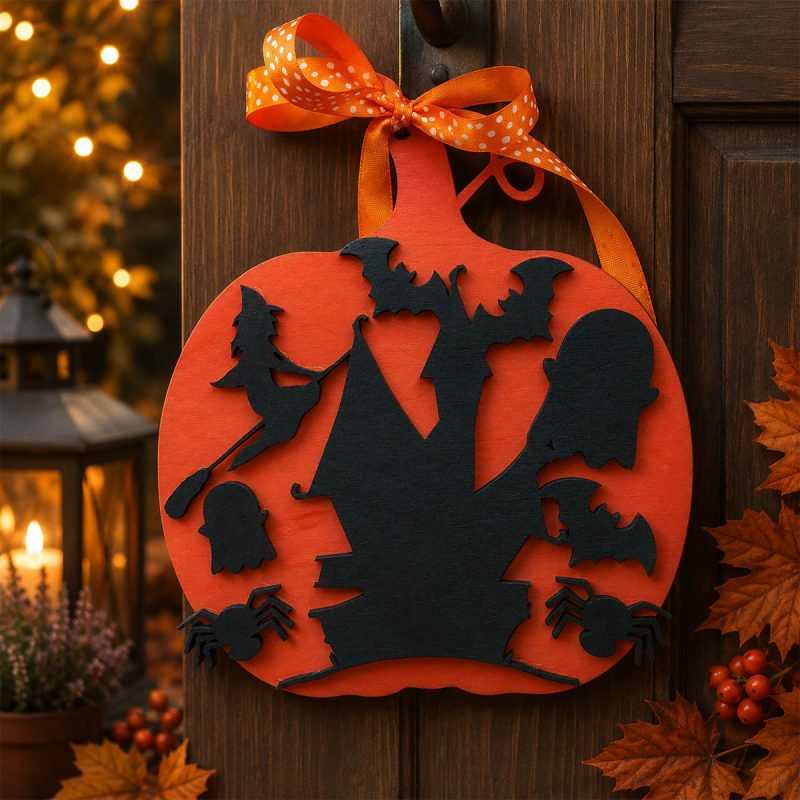 Halloween tök formájú ajtódísz-tábla