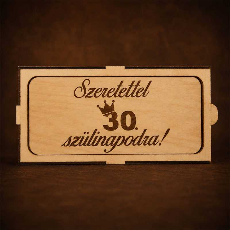 30. Születésnapra - Gravírozott Pálinkás pohár tartóval