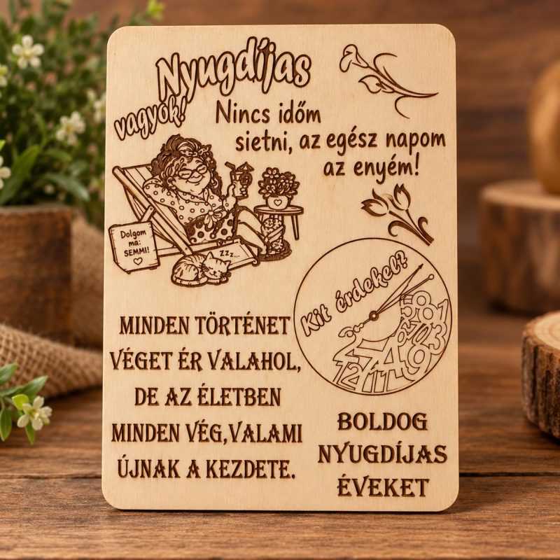 Nyugdíjba vonulás vicces tábla egyedi szöveggel